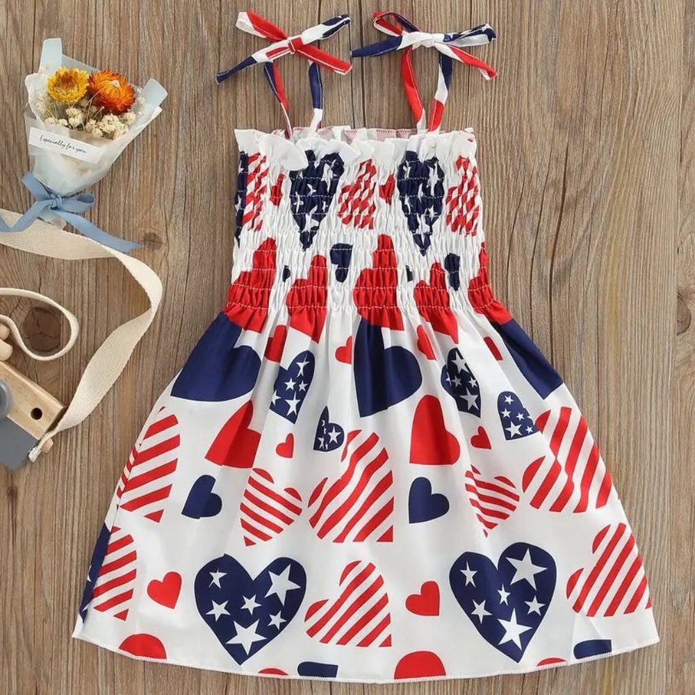 NEW Girl's Patriotic Hearts Dress